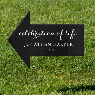 Funeral Celebration Of Life This Way Arrow Sign