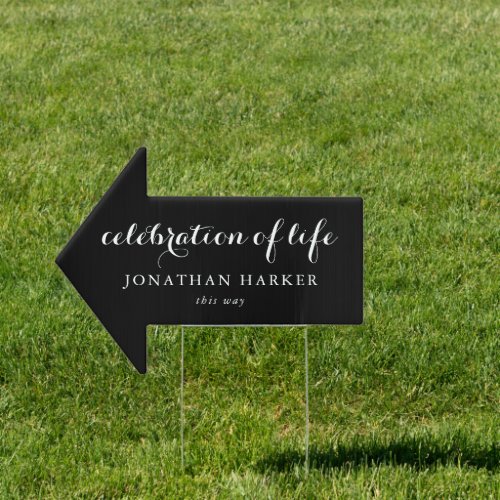 Funeral Celebration Of Life This Way Arrow Sign
