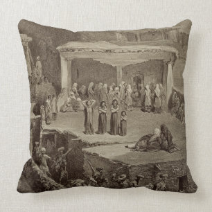Funeral Ceremony in the Ruins at Akhaltchi, Dagest Throw Pillow