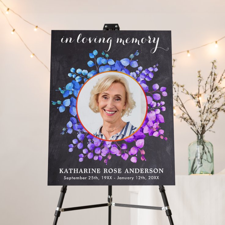 Funeral Chalkboard Eucalyptus Memorial Photo Foam Board Zazzle