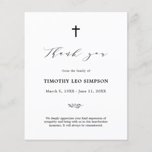 Funeral Cloudy Sympathy Grief Thank You Card