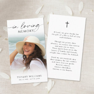 Funeral Cross Photo In Loving Memory Prayer Card