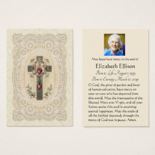 Funeral Cross Religious Memorial Holy Card -