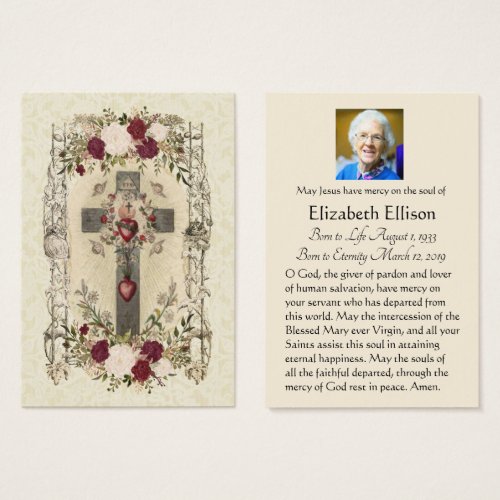Funeral Cross Religious  Memorial Holy Card _