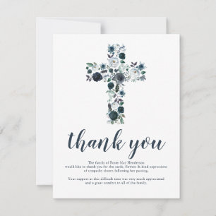 Funeral Cross Thank You Note   Behreavement Card