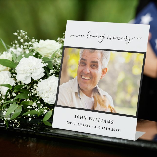 Funeral custom photo memorial reception script pedestal sign (Creator Uploaded)