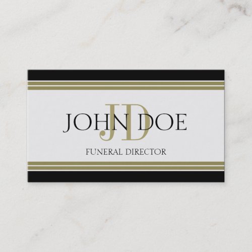 Funeral Director Black Gold Stripes Business Card