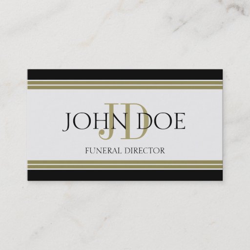 Customizable Funeral Director Black Gold Stripes Business Card Template
