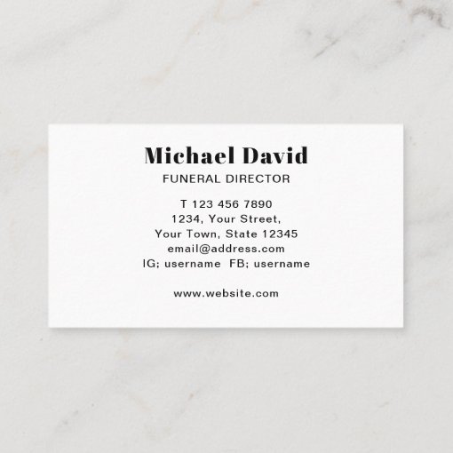 Funeral Director Business Card Zazzle