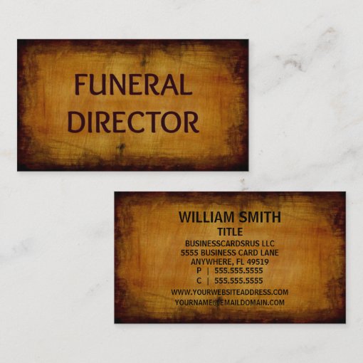 Funeral Director Business Card Zazzle