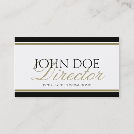 Customizable Funeral Director Gold Script Business Cards