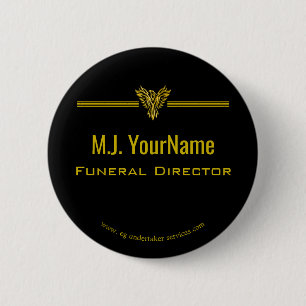 Funeral Director gold stripes and rising phoenix Button