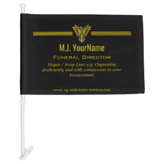 Funeral Director gold stripes and rising phoenix Car Flag