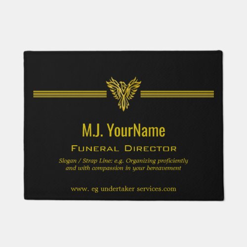 Funeral Director gold stripes and rising phoenix Doormat