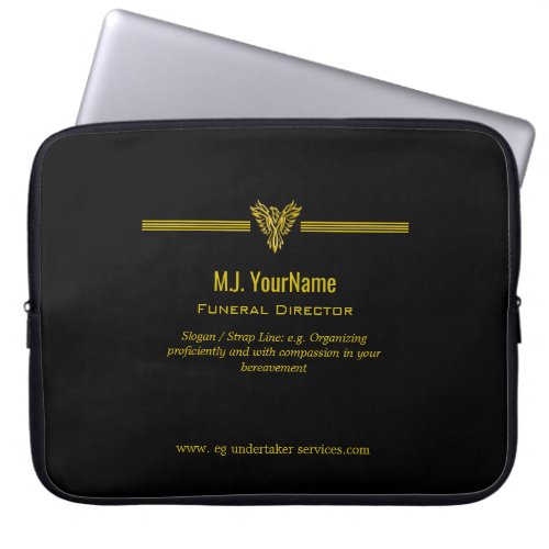 Funeral Director gold stripes and rising phoenix Laptop Sleeve