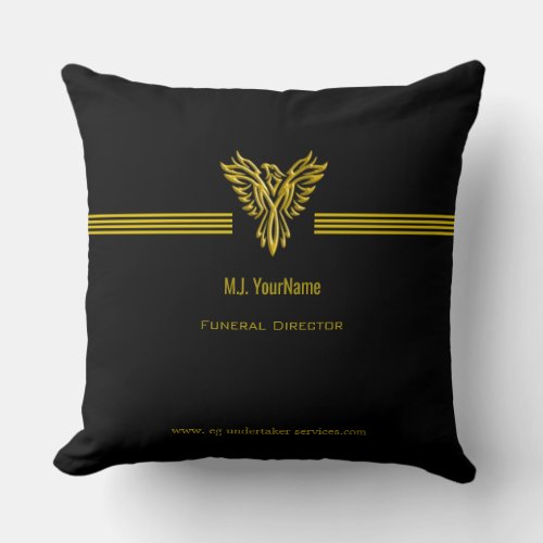Funeral Director gold stripes and rising phoenix Throw Pillow