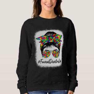 Funeral Director Messy Bun Supporting Autism Aware Sweatshirt