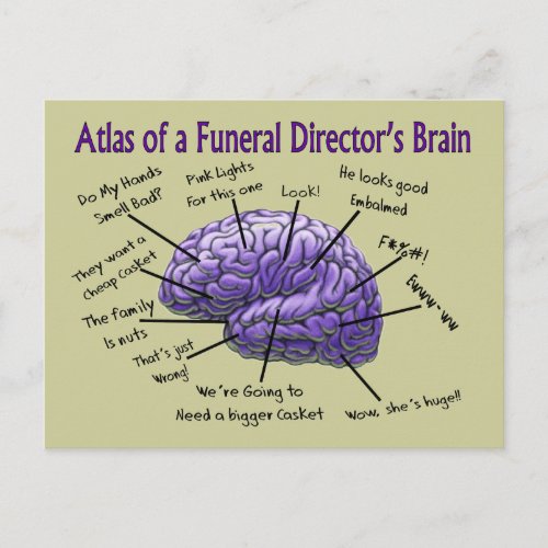 Funeral DirectorMortician Funny Brain Design Postcard