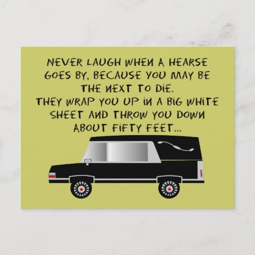 Funeral DirectorMortician Funny Hearse Design Postcard