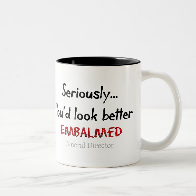Funeral Director/Mortician Funny Hearse Design Two-Tone Coffee Mug (Right)