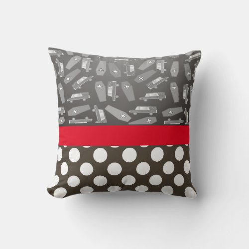 Funeral Director Mortician Pillow Black Polka Dots