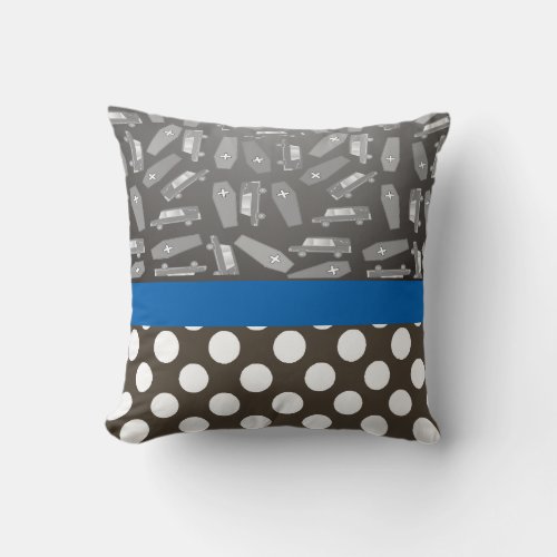 Funeral Director Mortician Pillow Polka Dots blue