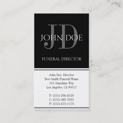 Funeral Director Vertical White Business Card
