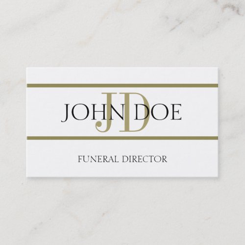 Funeral Director White/Gold Stripe Business Card Template