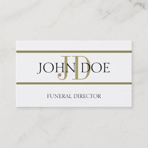 Customizable Funeral Director White/Gold Stripe Business Card Template