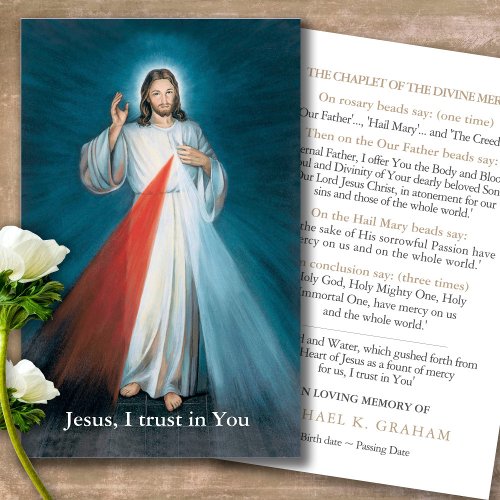 Funeral Divine Mercy Chaplet Prayer Sympathy Cards