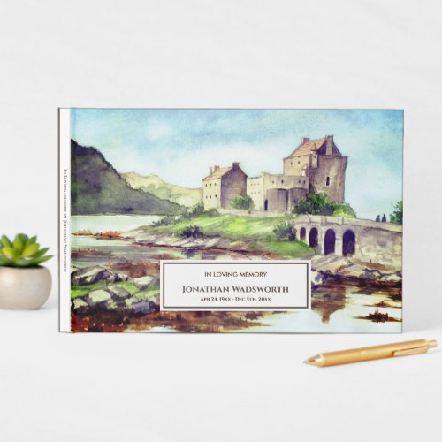 Funeral Eilean Donan Castle Scotland Watercolor Guest Book
