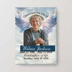 Funeral elegant blue order of service memorial button
