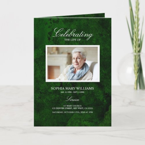Funeral Emerald Greenery Memorial Program