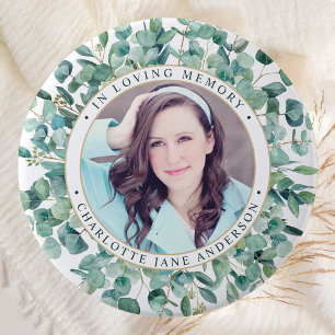 Funeral Eucalyptus Personalized Photo Memorial Button