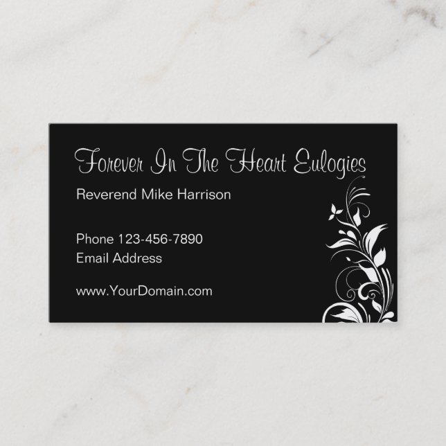 Funeral Eulogies Pastor Design Business Card (Front)