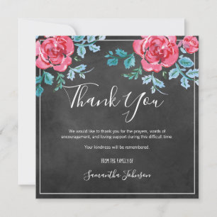 Funeral Family Thank You Watercolor Roses Photo