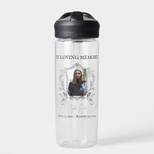 Funeral Favor Photo  Water Bottle (Front)