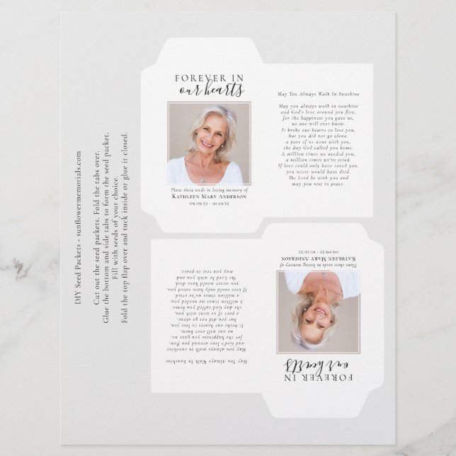 Funeral Favor Seed Packet DIY Template (Front)