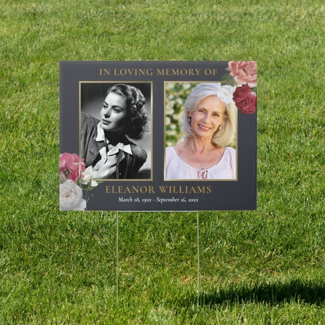 Funeral Floral 2 Photo Celebration Of Life Sign (Insitu)