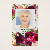 Funeral Floral Bordo Photo Prayer Sympathy Cards (Front)