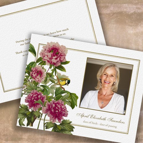 Funeral Floral Rose Photo Sympathy Thank You Card