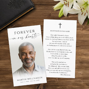 Funeral Forever Hearts Photo Cross Prayer Card