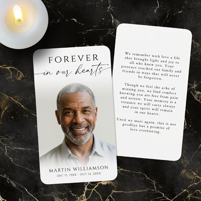 Funeral Forever Hearts Photo Minimal Prayer Card (Creator Uploaded)