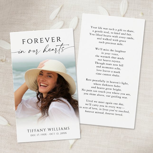 Funeral Forever Hearts Poem Photo Prayer Card (Creator Uploaded)