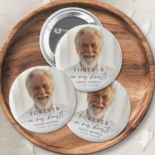 Funeral Forever in Our Hearts Photo Memorial Button