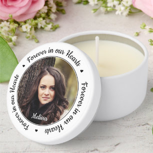 Funeral Forever in our Hearts Photo Memorial Mini Candle Favors