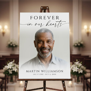Funeral Forever In Our Hearts Photo Modern Script Foam Board