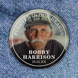 Funeral Forever in our Hearts Remembrance Photo Button