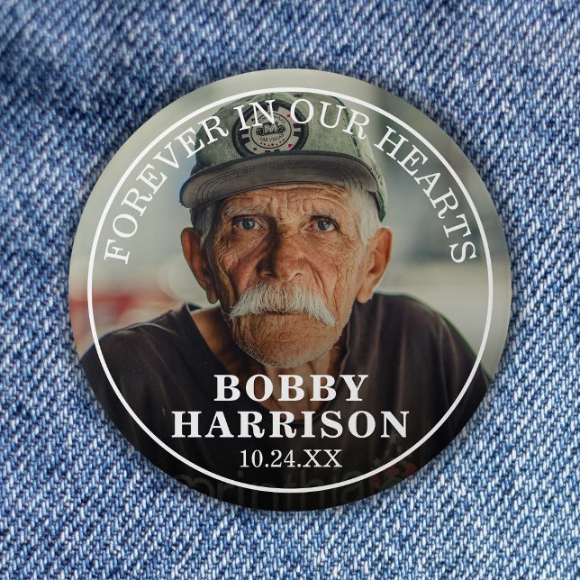 Funeral Forever in our Hearts | Remembrance Photo Button (Creator Uploaded)