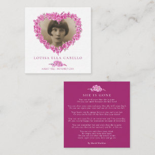 Funeral forget-me-nots she is gone poem pink note card
